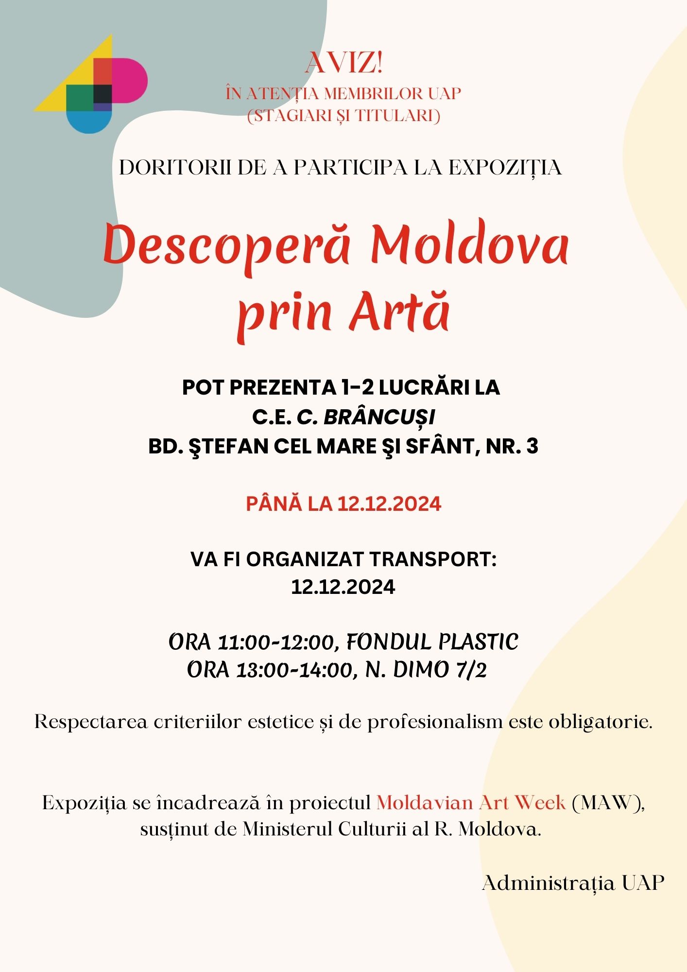 Descoperă Moldova prin Artă (Moldavian Art Week)