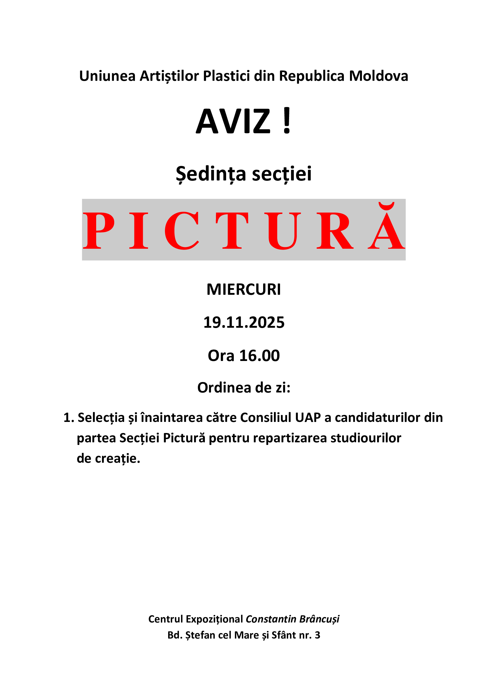 Ședința secției Pictură 19.11.2025