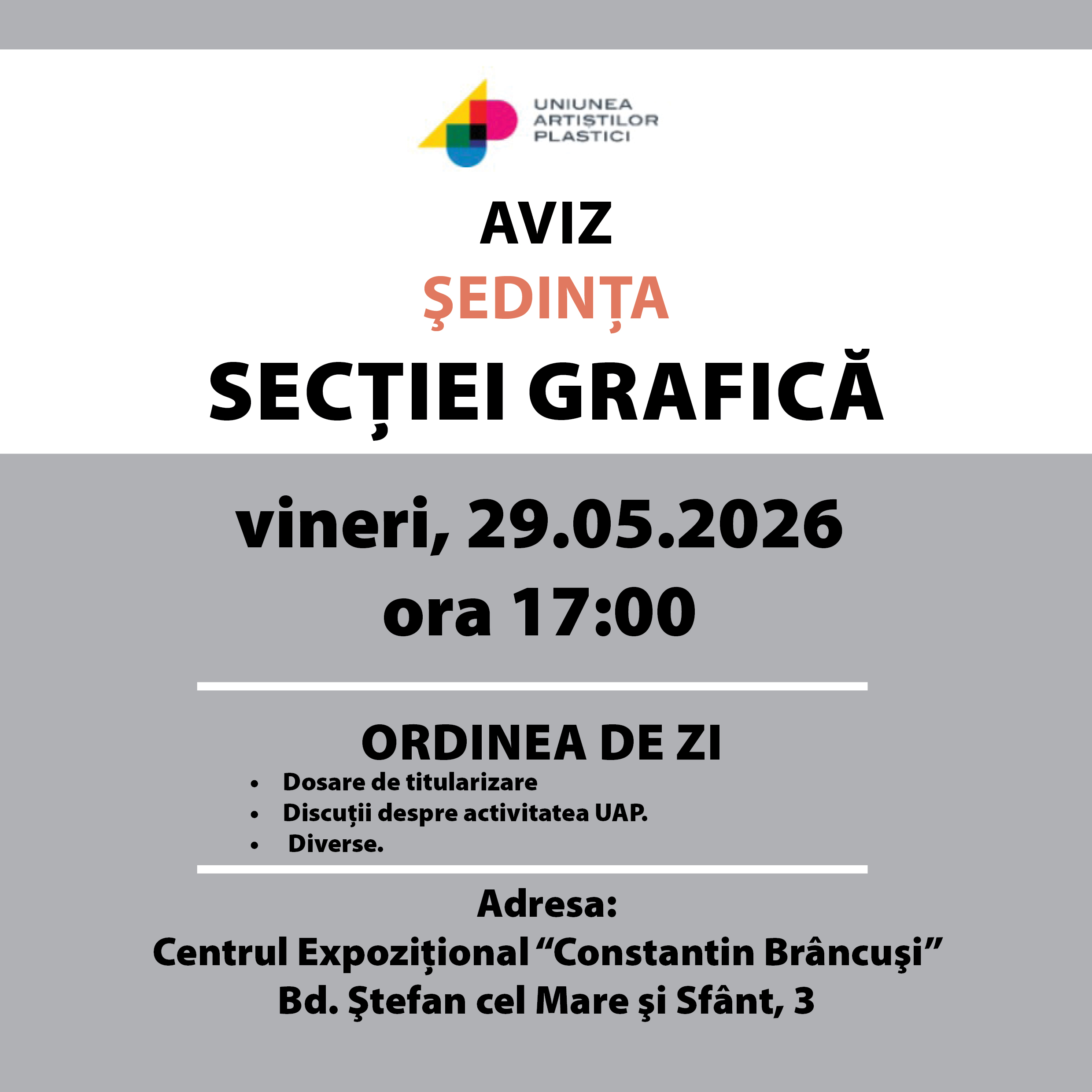 Aviz. Ședința secției Grafică din 29.05.2026