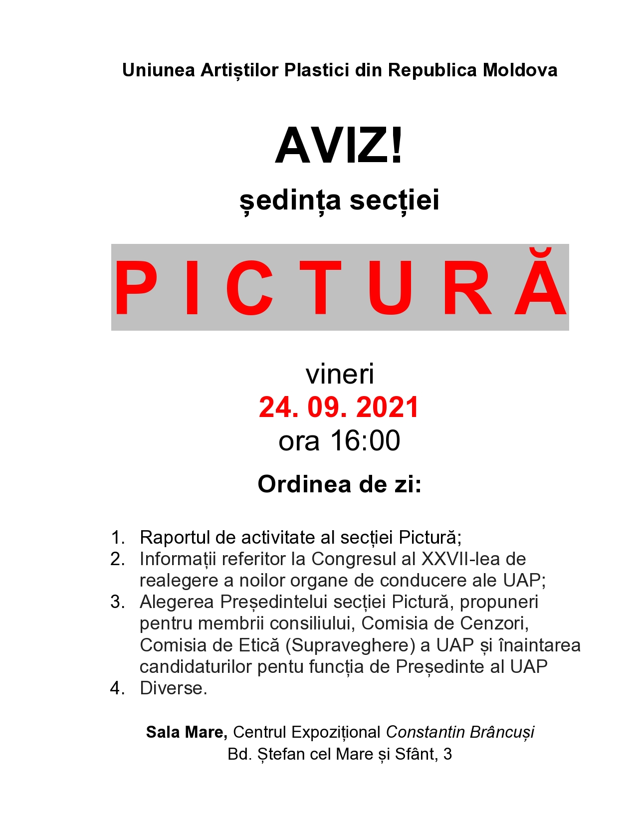 Şedinţa secţiei Pictură 24.09.2021