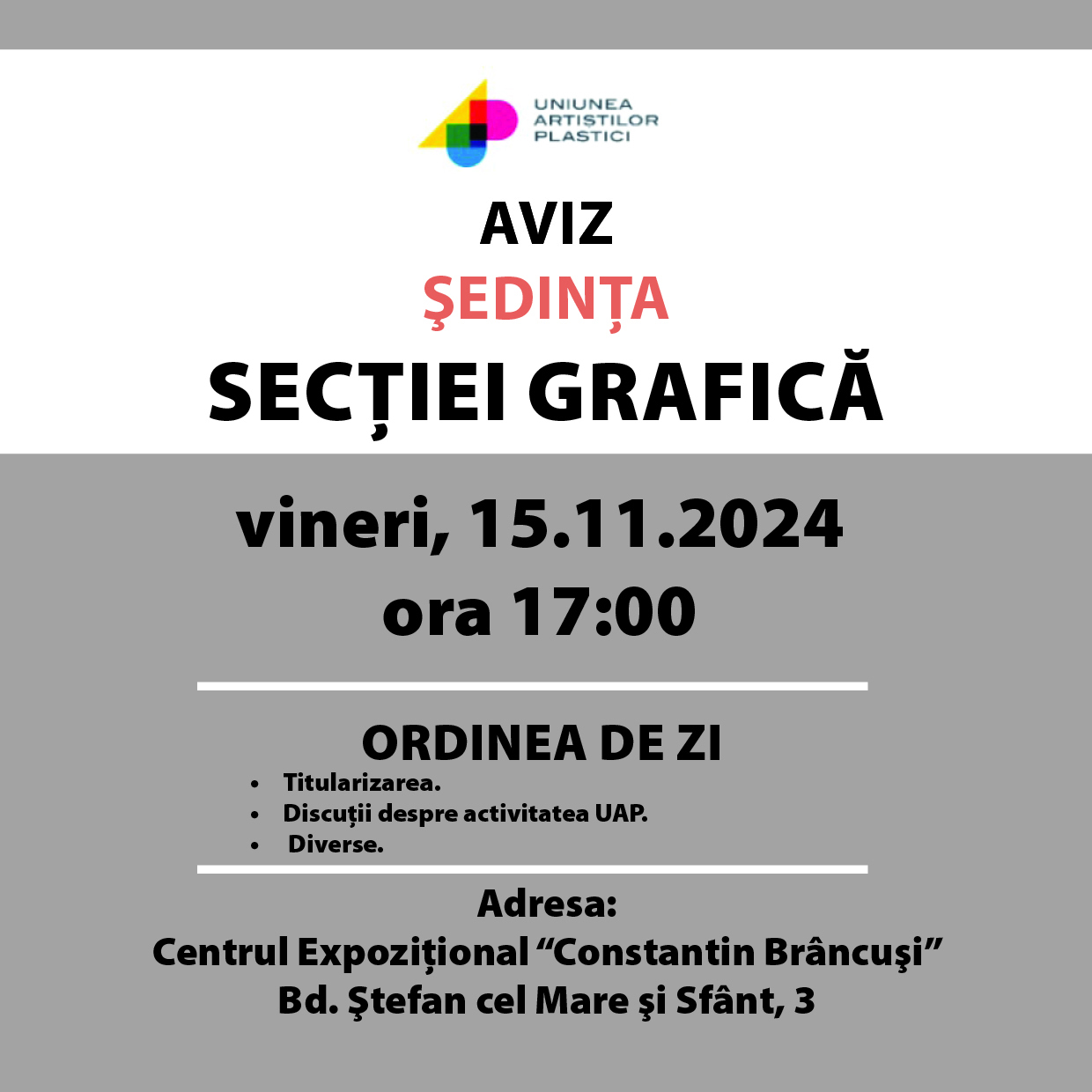 Anunț! Ședința secției Grafică