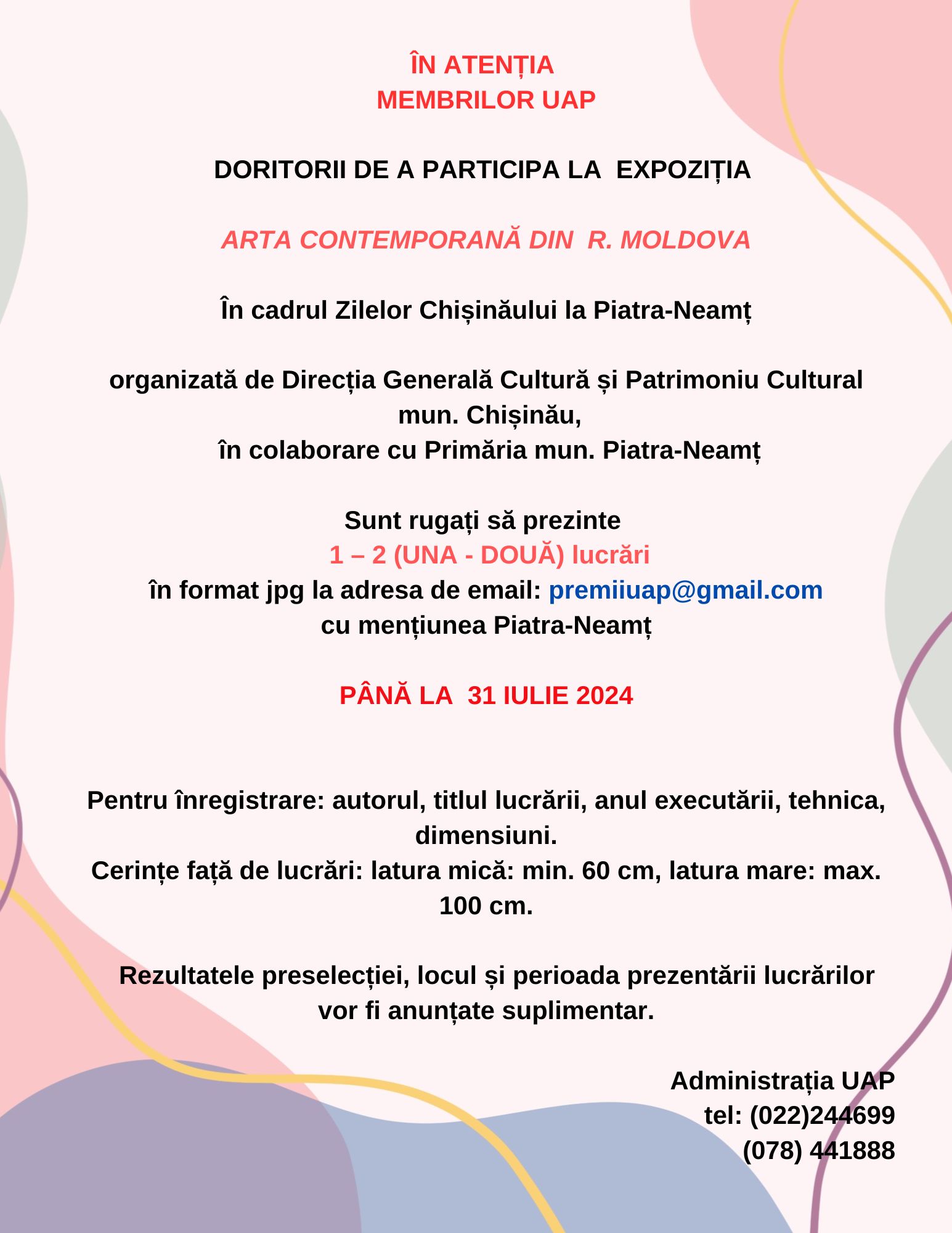 Anunț! EXPOZIȚIA ARTA CONTEMPORANĂ DIN R. MOLDOVA