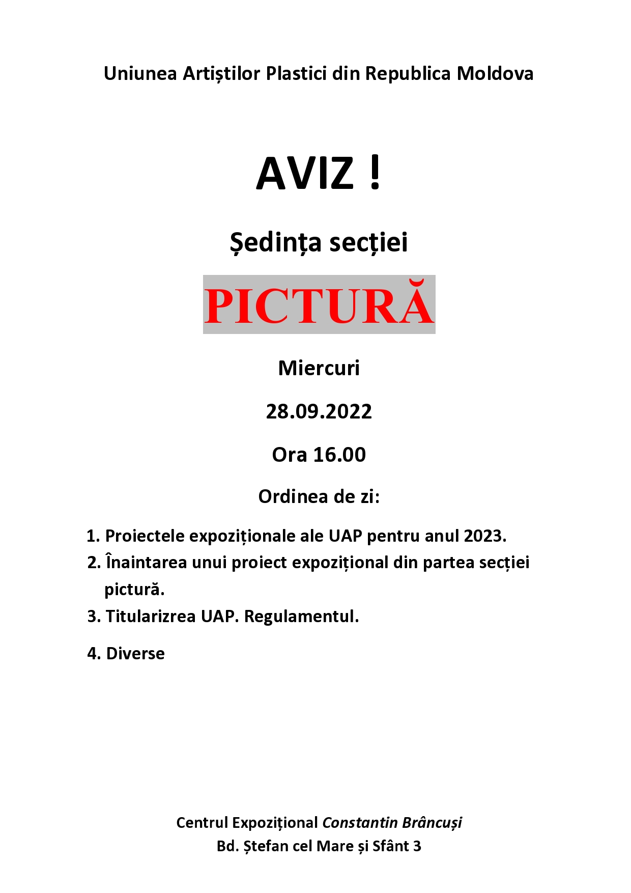 Ședința secției Pictură 28.09.2022